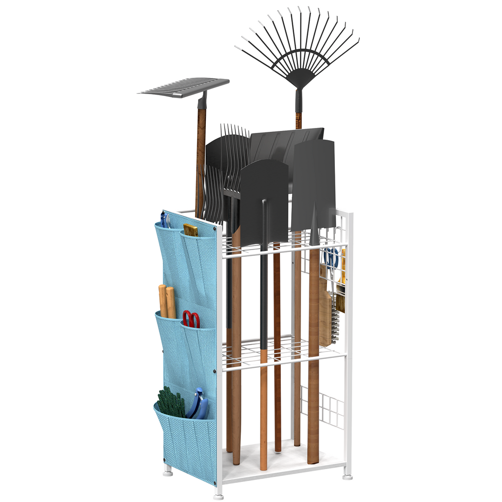 3-Tier Bathroom Floor Storage Shelf - Freestanding Organizer with Side Pocket & Towel Hooks, Brown,