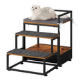 3-Step Elevated Pet Bed with Stairs and Large Storage Drawer