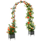 8.2ft Garden Arch Trellis with Dual Built-in Planter Boxes