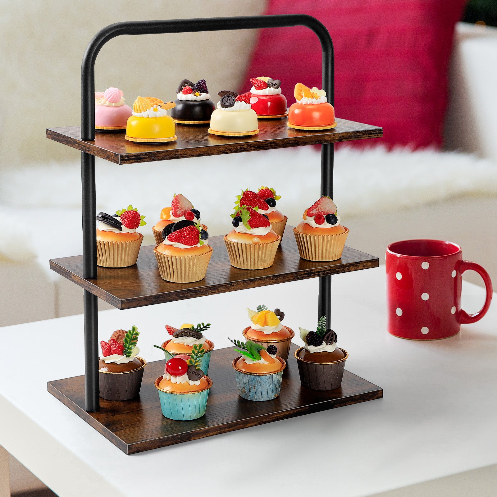 Industrial 3-Tier Cupcake Stand & Dessert Display Server