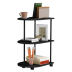 3-Tier Half Moon End Table with Rolling Casters & Storage