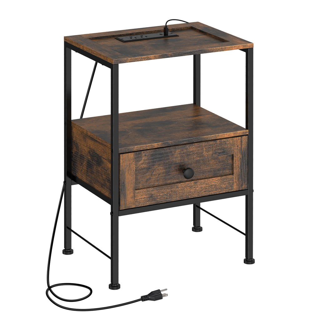Nightstand with Built-in Charging Station & USB Ports