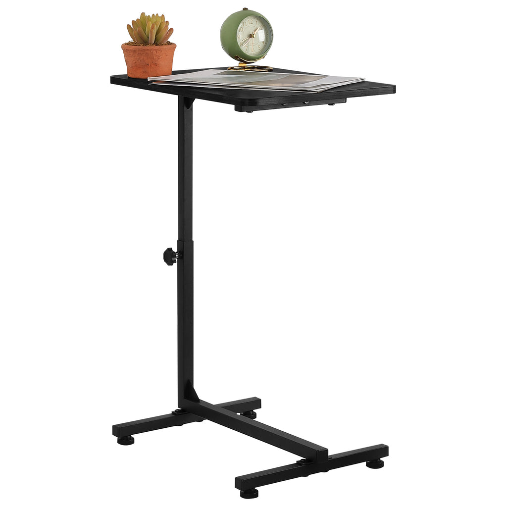 Adjustable Height C-Shaped Side Table with Mobile Base