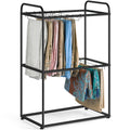 Freestanding Rolling Pants Rack with 26 Removable Hangers