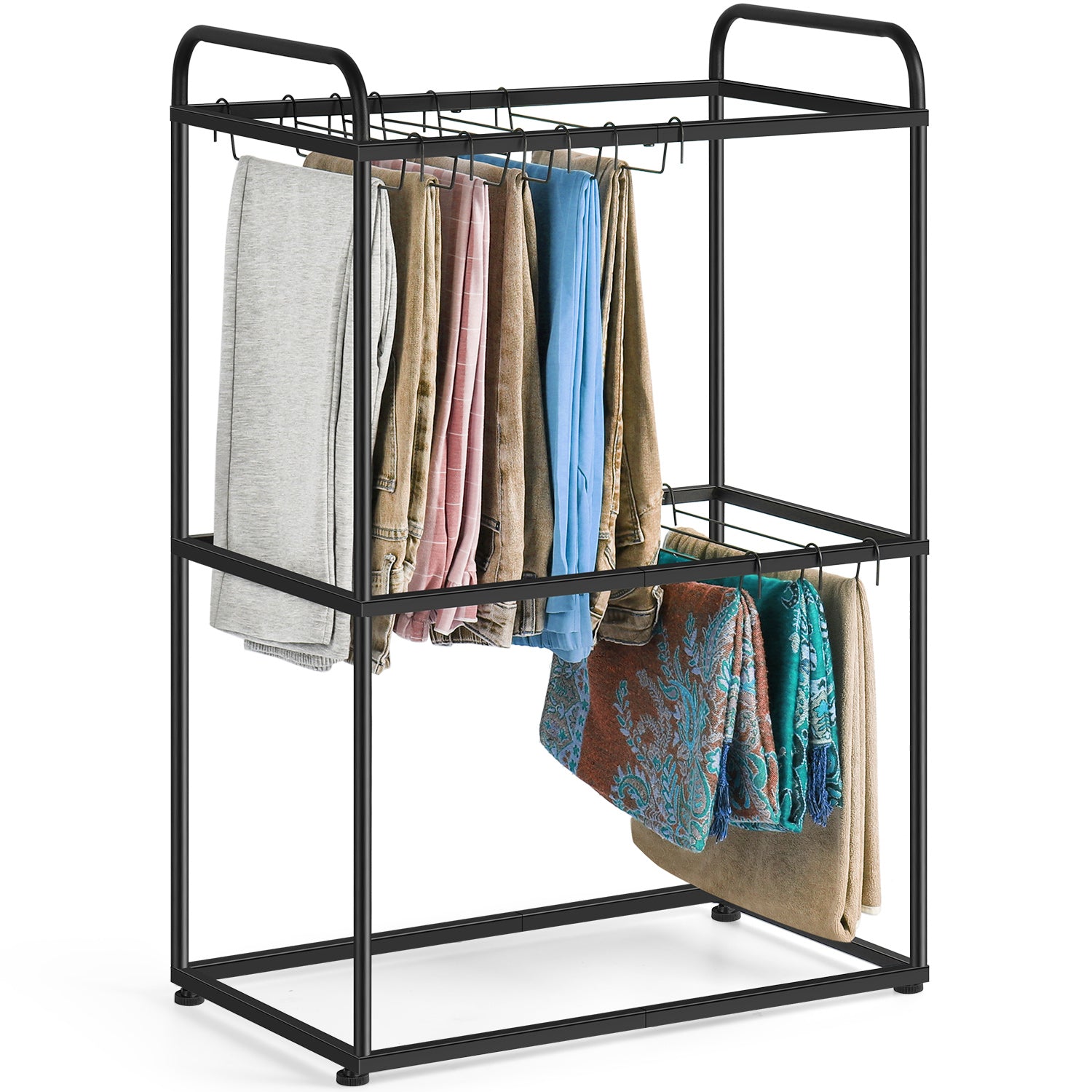 Freestanding Rolling Pants Rack with 26 Removable Hangers
