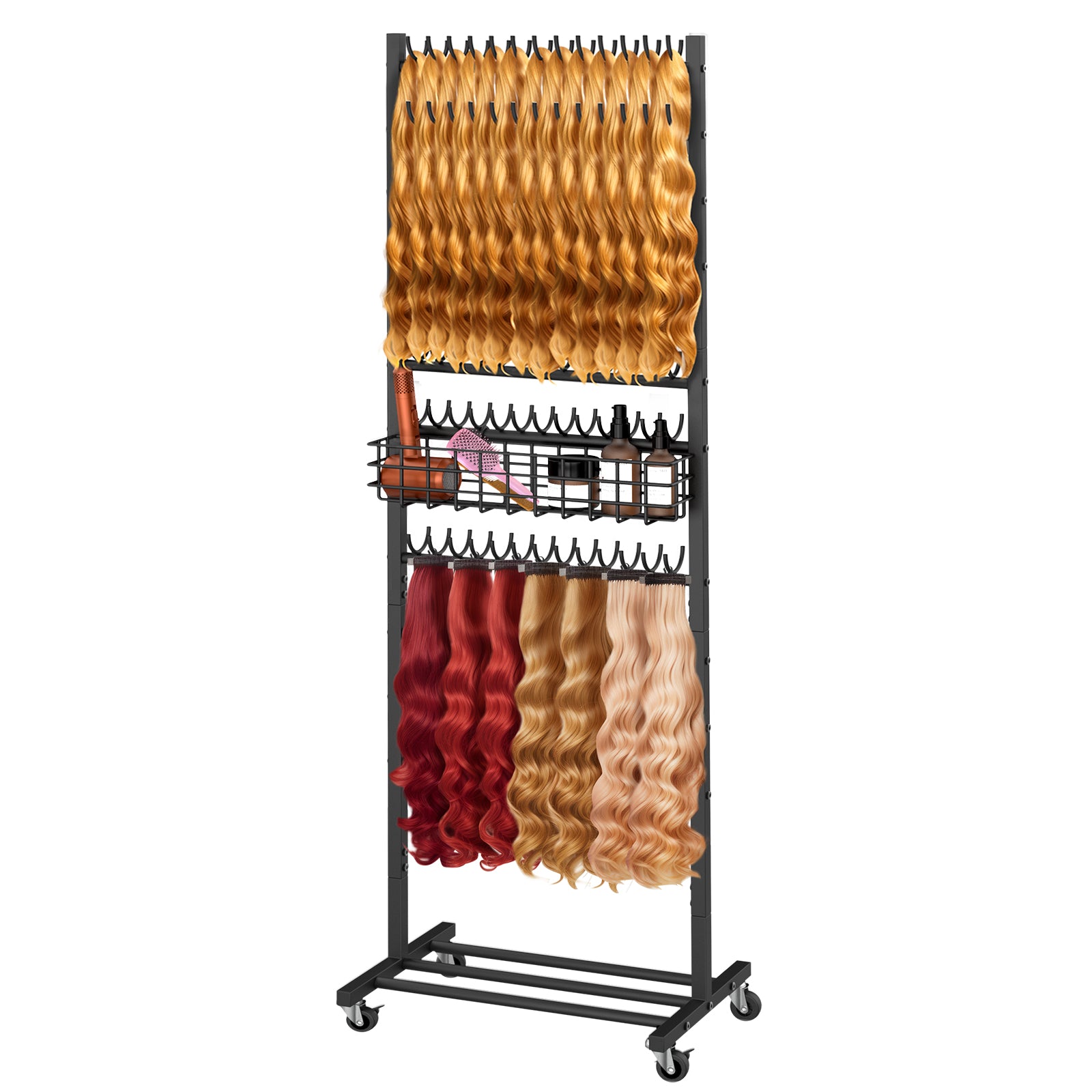 2-Sided Hair Braiding Rack with Wheels & 286 Pegs