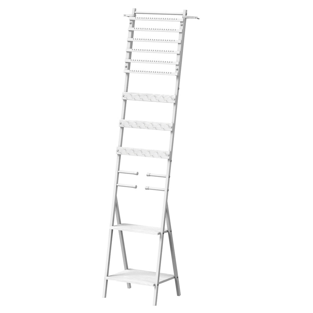 Floor-Standing Jewelry Organizer Mirror with Storage Shelves