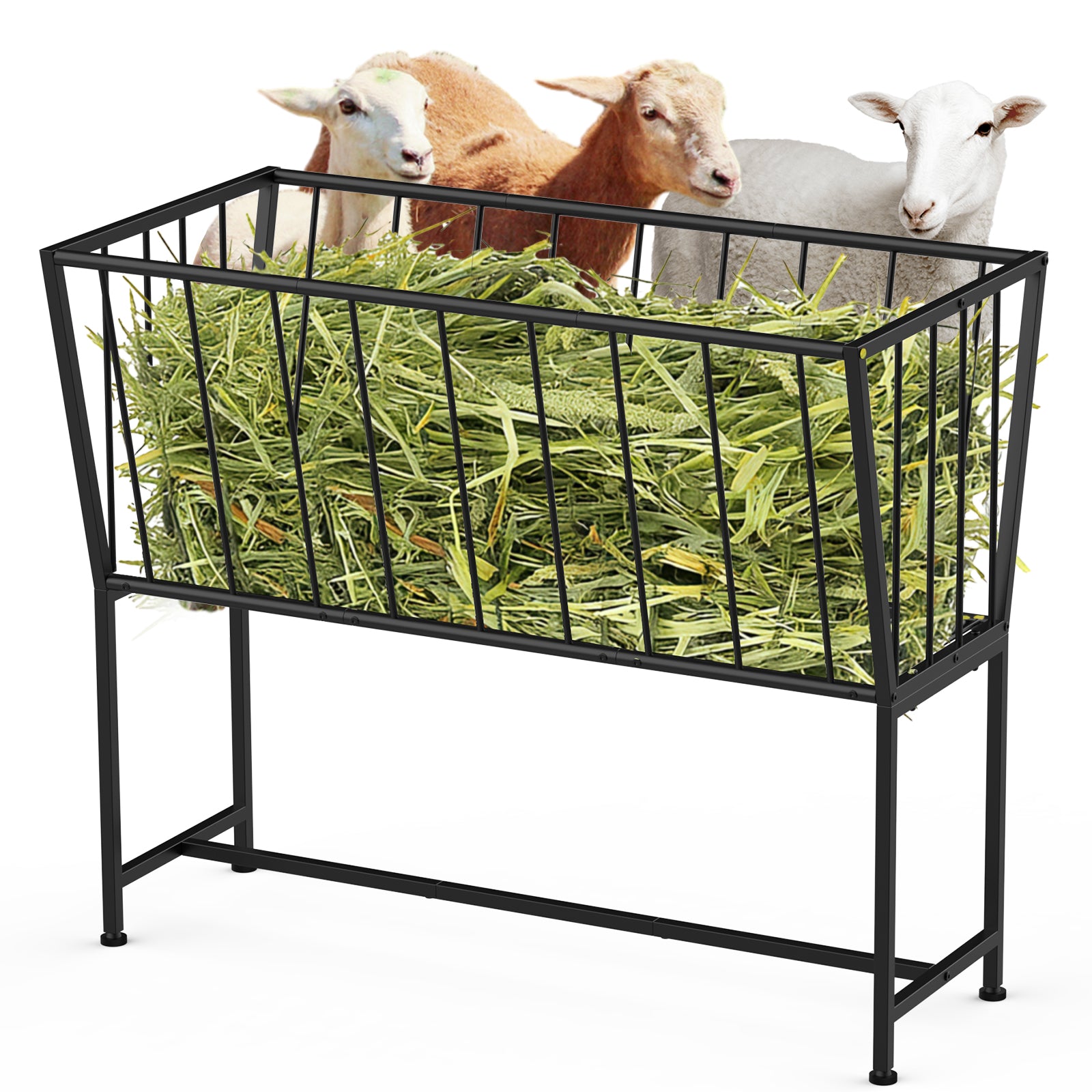 Heavy-Duty Metal Goats & Sheep Hay Feeder with Stand
