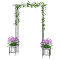 7.7ft Garden Arbor with Planter Boxes for Climbing Vines