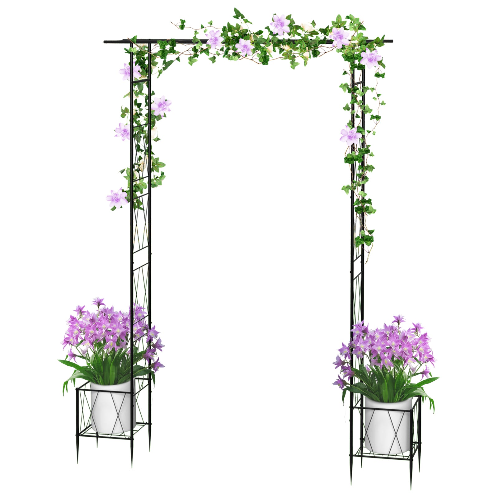 7.7ft Garden Arbor with Planter Boxes for Climbing Vines