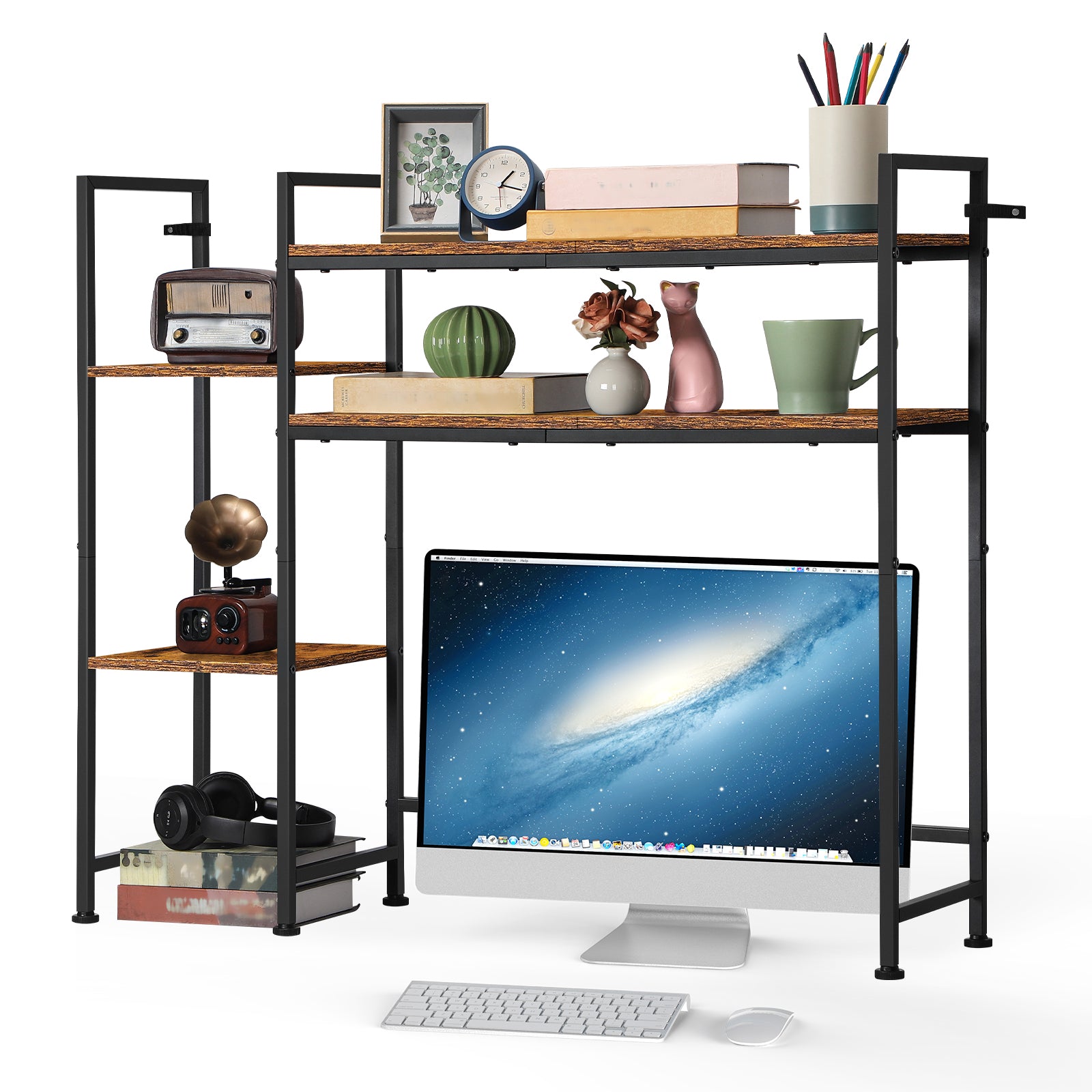 Large Desktop Bookshelf Hutch for Computer Desk Organization