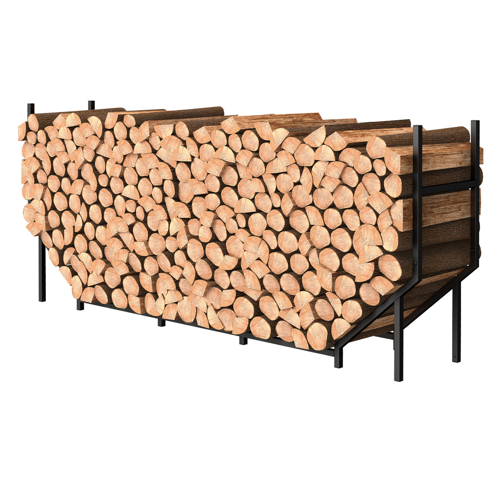 6FT Firewood Rack - Heavy Duty Outdoor/Indoor Log Holder & Wood Stacking Organizer, Black