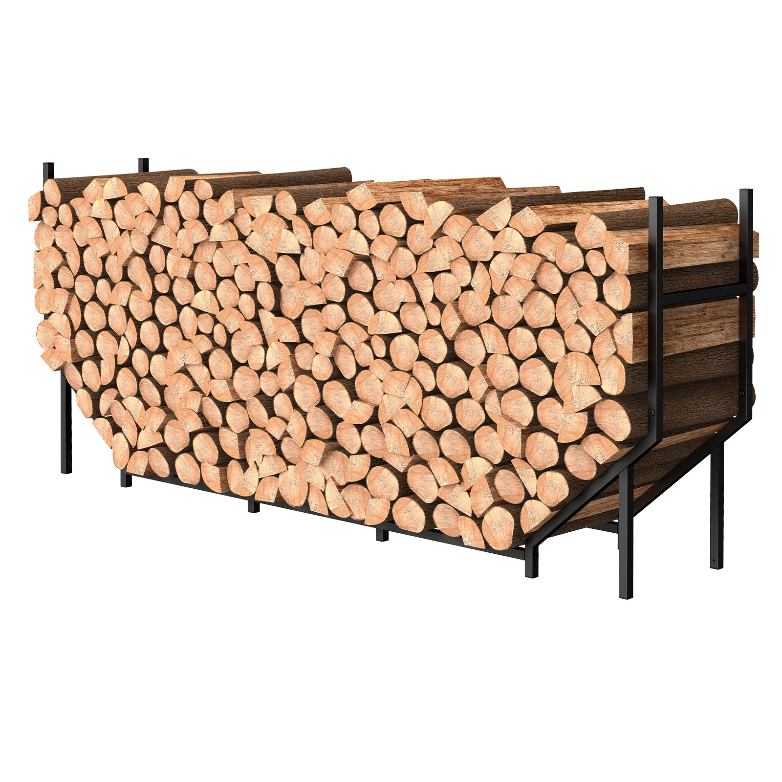 6FT Firewood Rack - Heavy Duty Outdoor/Indoor Log Holder & Wood Stacking Organizer, Black