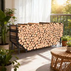 6FT Firewood Rack - Heavy Duty Outdoor/Indoor Log Holder & Wood Stacking Organizer, Black