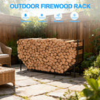 6FT Firewood Rack - Heavy Duty Outdoor/Indoor Log Holder & Wood Stacking Organizer, Black