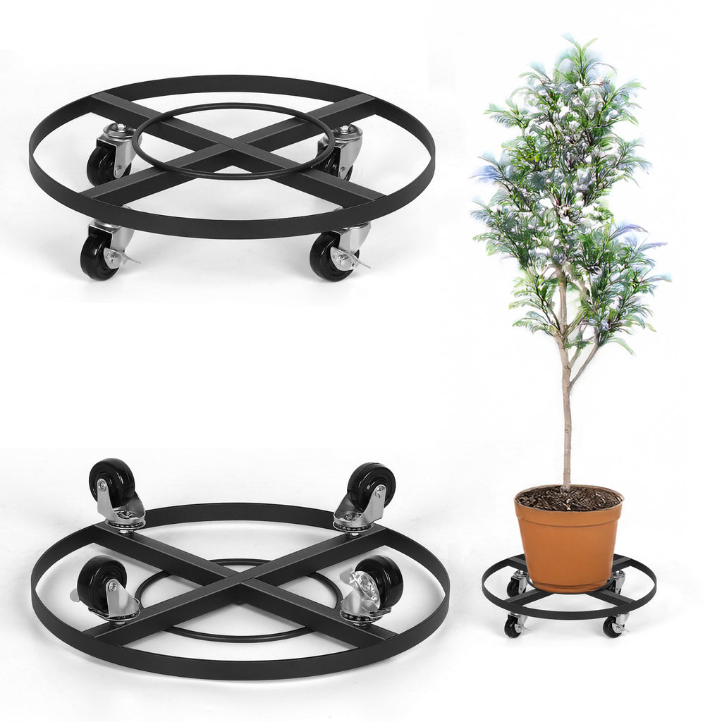 2-Pack Heavy Duty Metal Plant Caddy with 360Â¡Ã£ Wheels