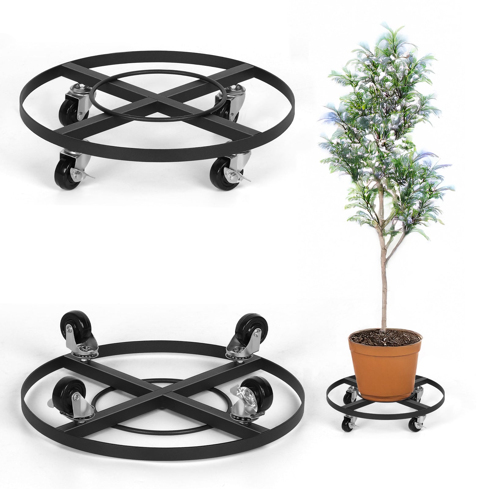 2-Pack Heavy Duty Metal Plant Caddy with 360Â¡Ã£ Wheels