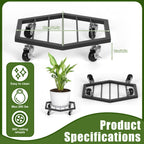 2-Pack Heavy Duty Metal Plant Caddy with 360° Wheels