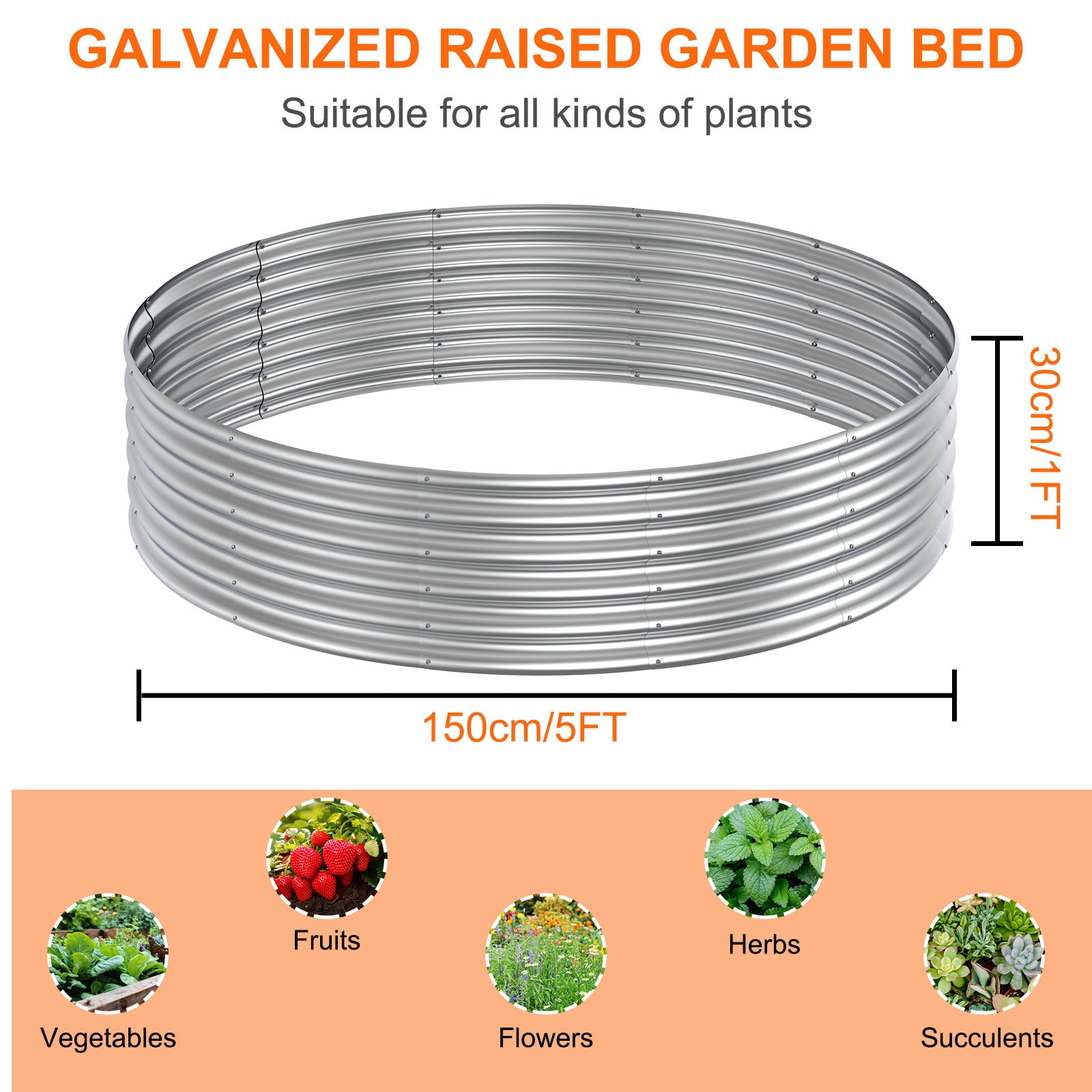Large Round Galvanized Fire Pit Ring & Garden Planter