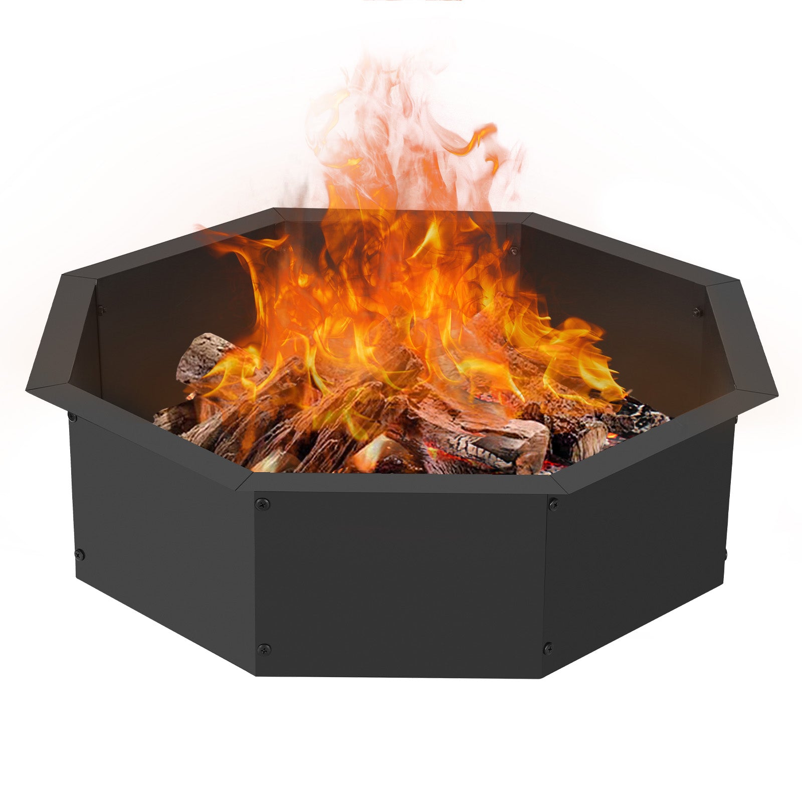 34-Inch Octagon Metal Fire Pit Ring for Backyard Bonfire