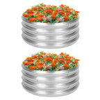 3 Pack Round Galvanized Raised Garden Bed (2x2x1ft) - Silver Metal Planter Box for Vegetables & Herbs