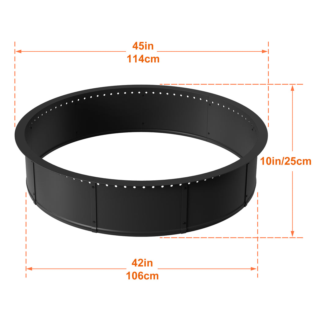 33/45-Inch Smokeless Fire Pit Ring with Ventilation Holes