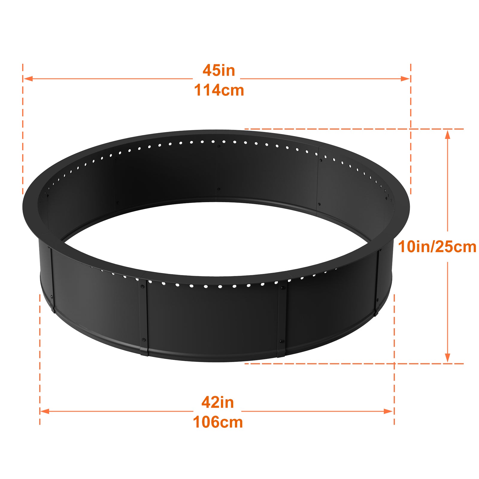 33/45-Inch Smokeless Fire Pit Ring with Ventilation Holes