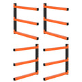 4 Pack Wall Mount Lumber Storage Rack, 3-Level Heavy-Duty Metal Wood Organizer, Garage Shop Lumber Storage Rack for Indoor/Outdoor Use