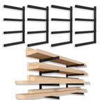4-Pack Heavy-Duty Wall Mount Lumber Storage Rack - 4-Level Adjustable Steel Wood Organizer for Garage & Workshop