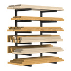 6-Level Wall-Mounted Lumber Rack - Vertical Wood Storage Organizer for Indoor and Outdoor Workshop