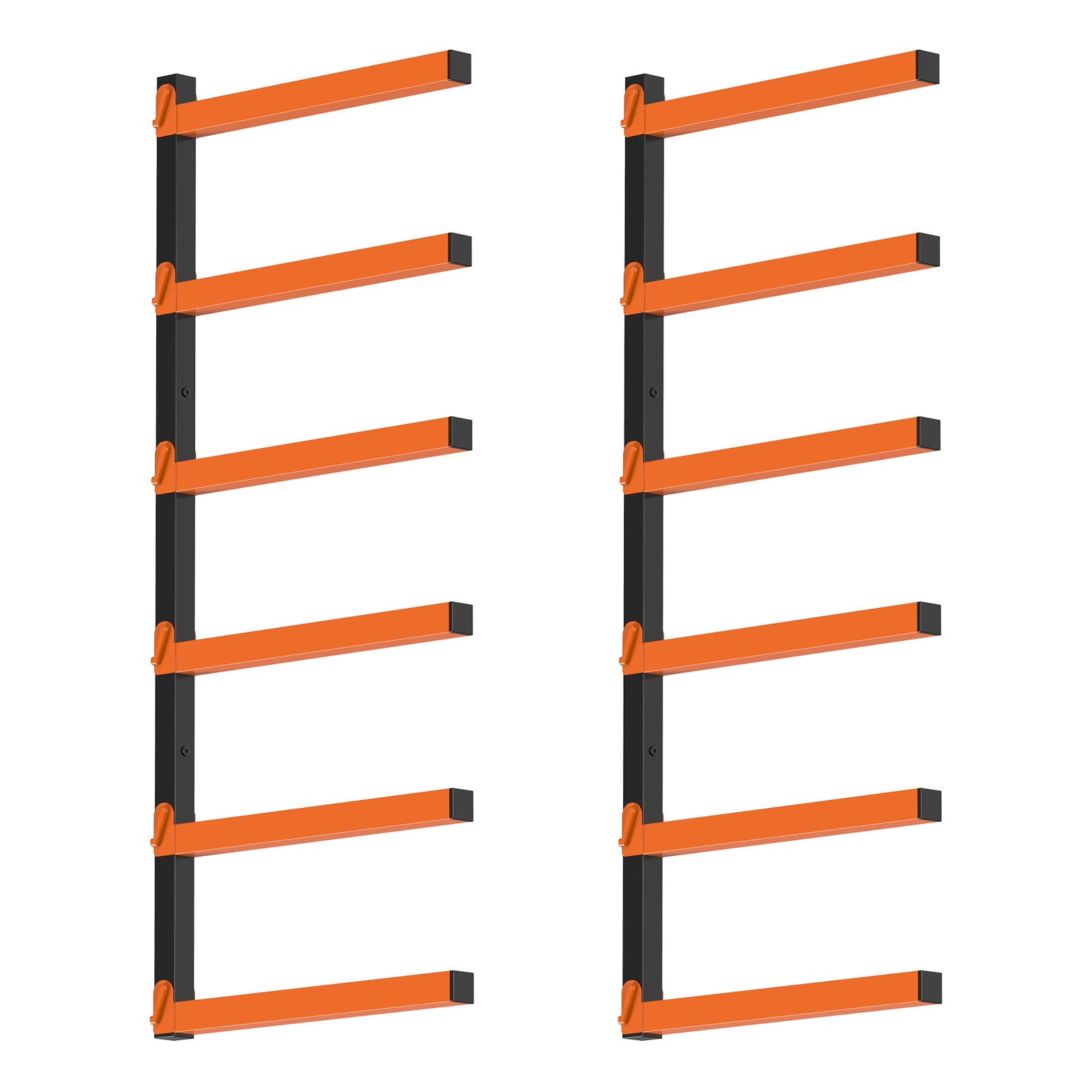 6-Level Wall-Mounted Lumber Rack - Vertical Wood Storage Organizer for Indoor and Outdoor Workshop