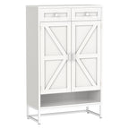 Rustic Brown Freestanding Shoe Storage Cabinet - Barn-Door Style Entryway Organizer with Adjustable Shelves