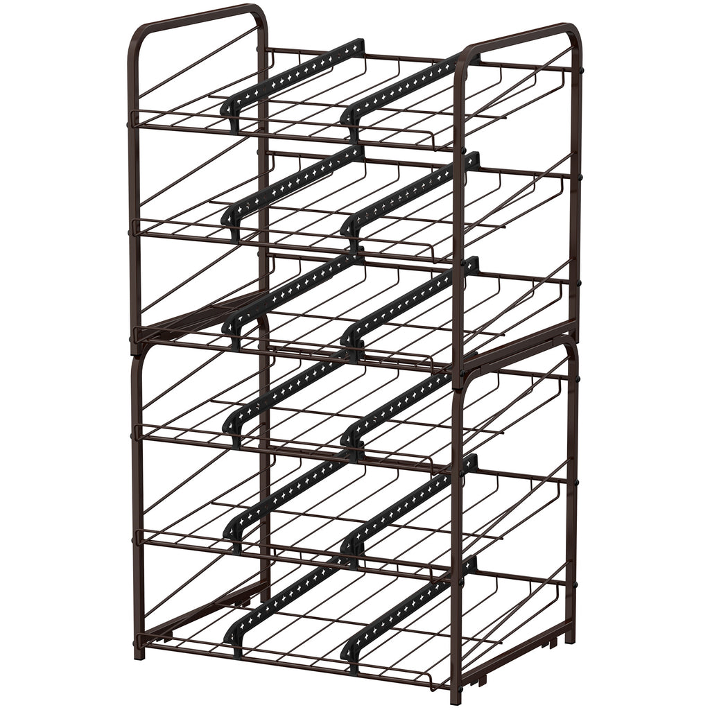 Stackable Can Organizer Rack, 2-Pack Brown Pantry Can Storage Dispensers, Holds 36 Cans Total