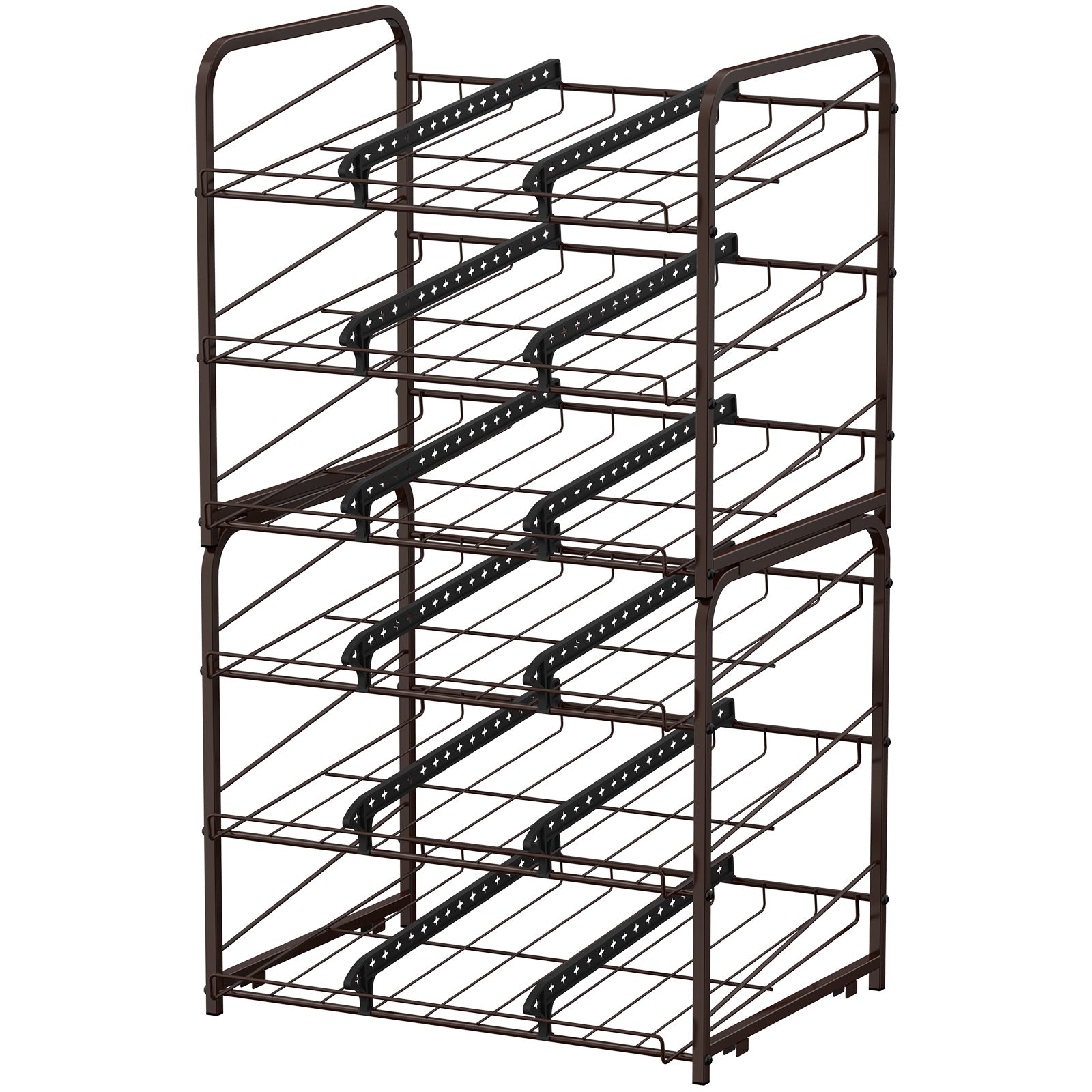 Stackable Can Organizer Rack, 2-Pack Brown Pantry Can Storage Dispensers, Holds 36 Cans Total