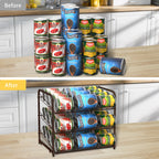 Stackable Can Organizer Rack, 2-Pack Brown Pantry Can Storage Dispensers, Holds 36 Cans Total