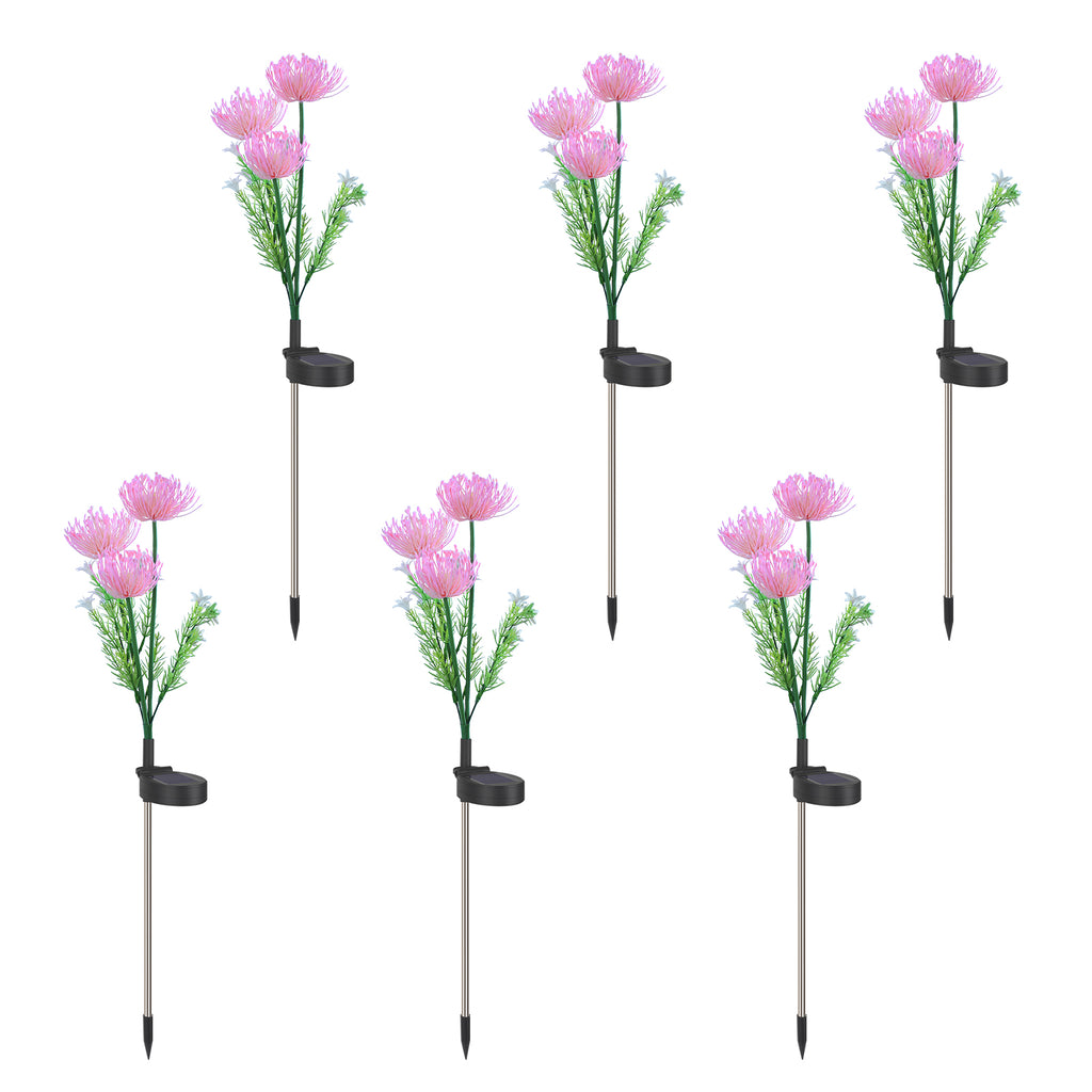 Set of 6 Solar Flower Pathway Lights - Waterproof LED Garden Stake Lights with Realistic Flower Design£¬Yellow/pink/red