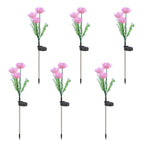 Set of 6 Solar Flower Pathway Lights - Waterproof LED Garden Stake Lights with Realistic Flower Design£¬Yellow/pink/red