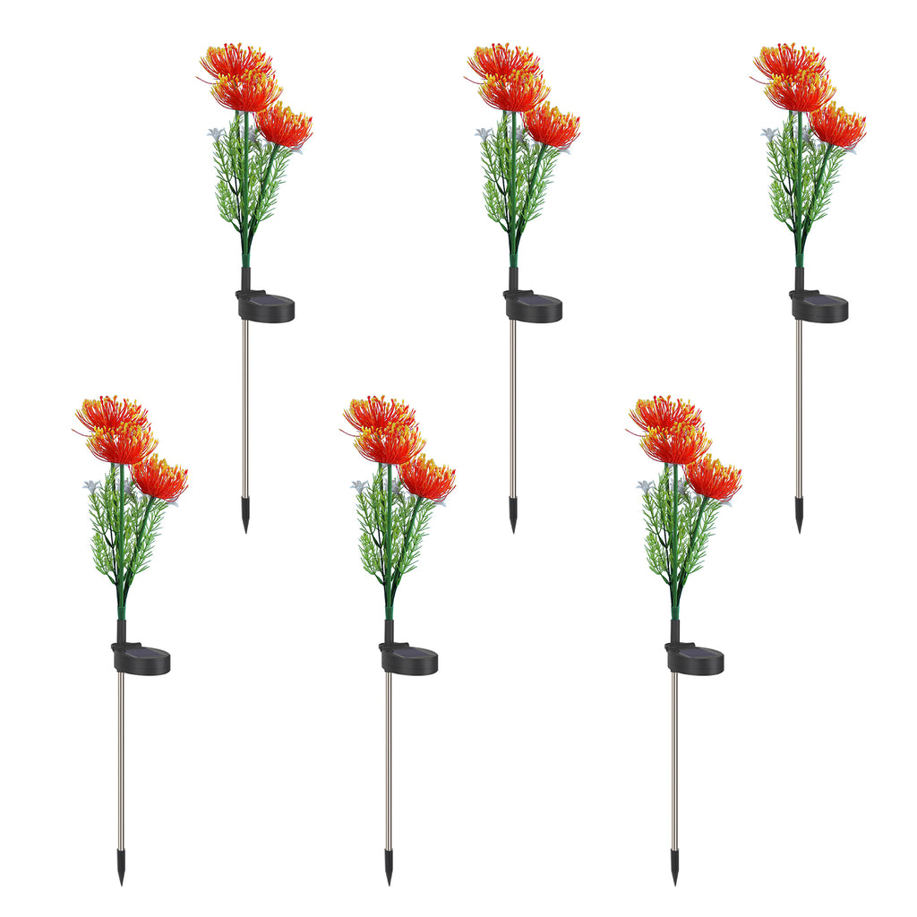 Set of 6 Solar Flower Pathway Lights - Waterproof LED Garden Stake Lights with Realistic Flower Design£¬Yellow/pink/red