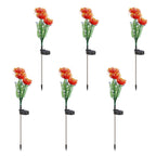 Set of 6 Solar Flower Pathway Lights - Waterproof LED Garden Stake Lights with Realistic Flower Design£¬Yellow/pink/red