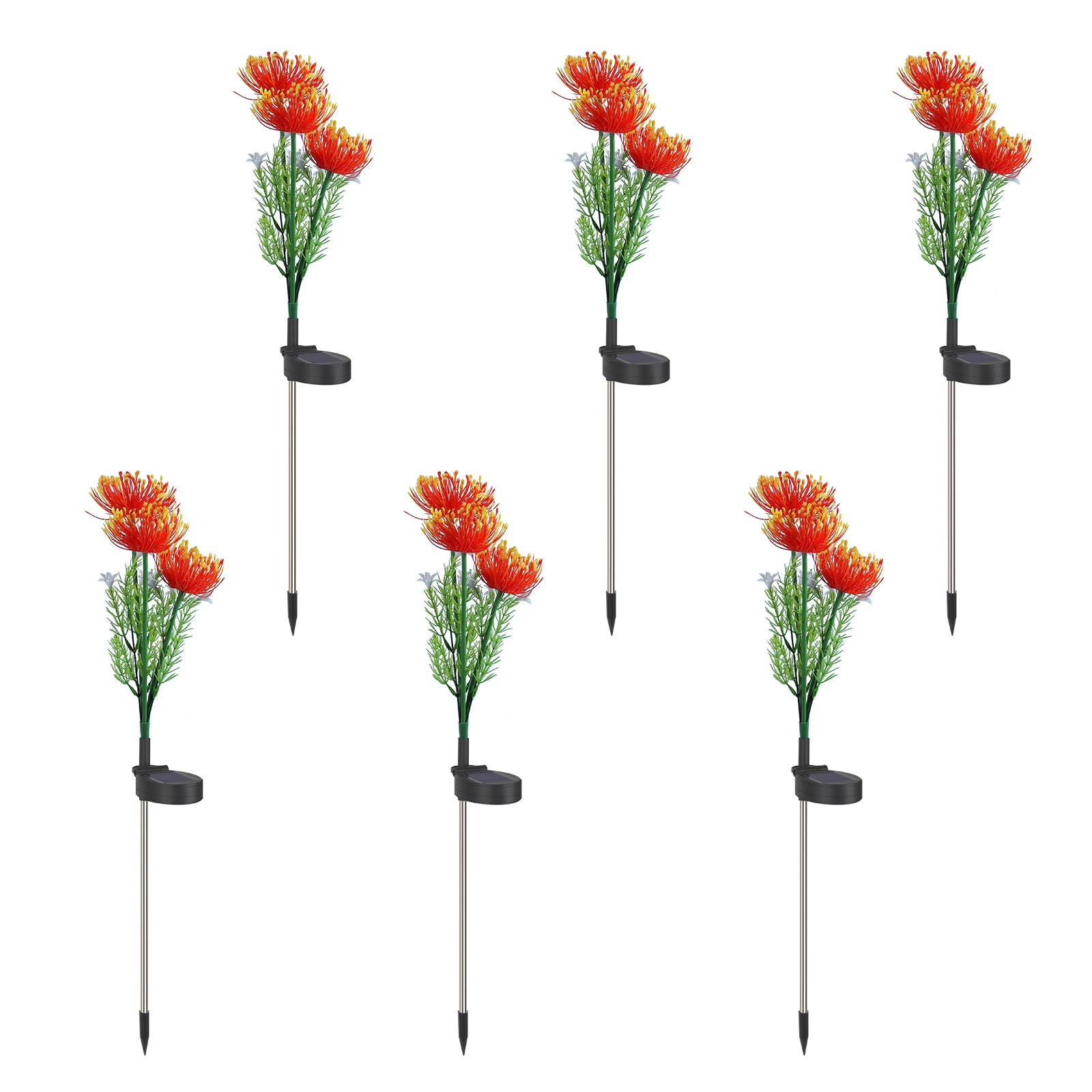 Set of 6 Solar Flower Pathway Lights - Waterproof LED Garden Stake Lights with Realistic Flower Design£¬Yellow/pink/red