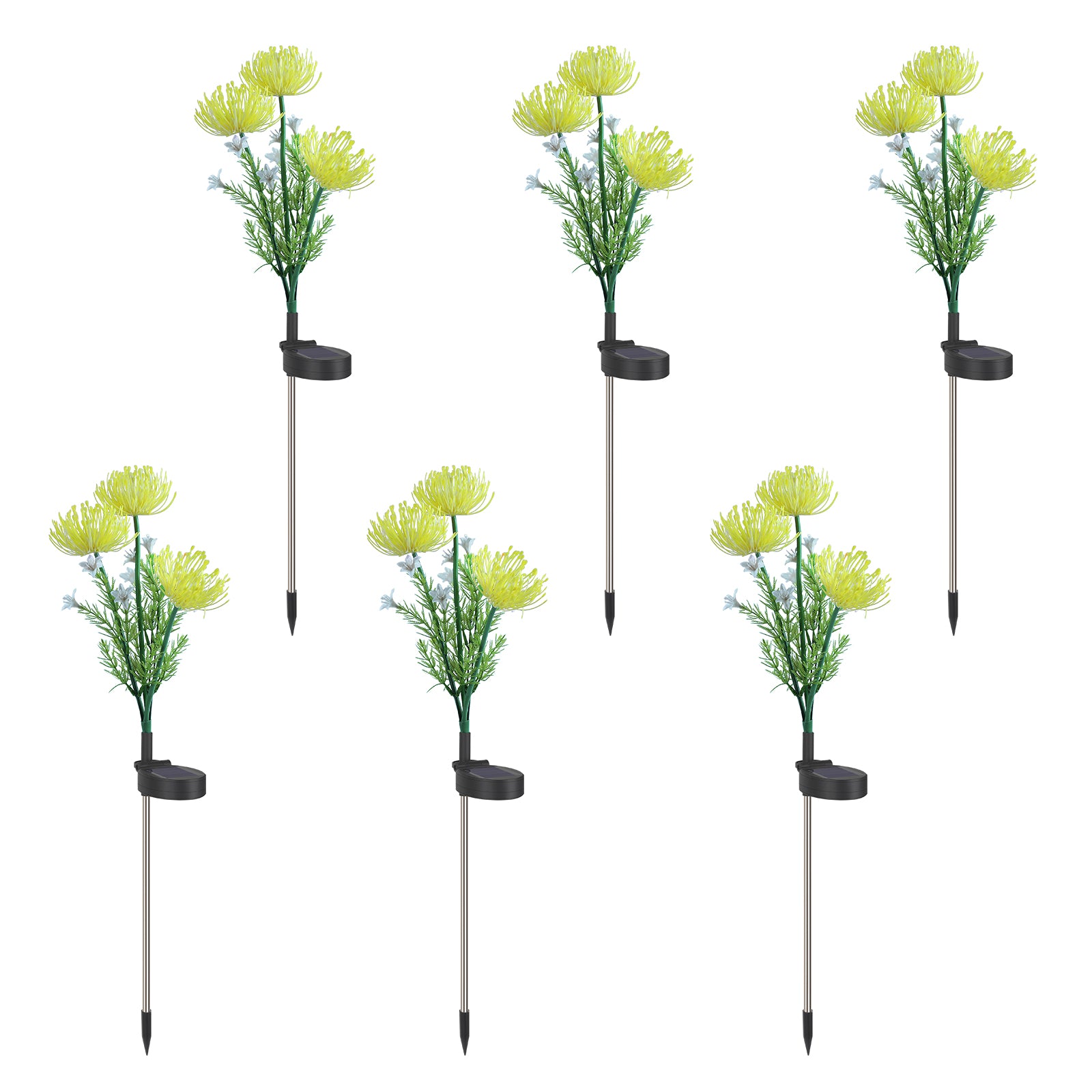 Set of 6 Solar Flower Pathway Lights - Waterproof LED Garden Stake Lights with Realistic Flower Design£¬Yellow/pink/red