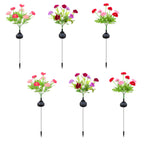 Set of 6 Solar Flower Pathway Lights - Pink & Purple 7-Head Floral Stake Lights for Garden & Yard