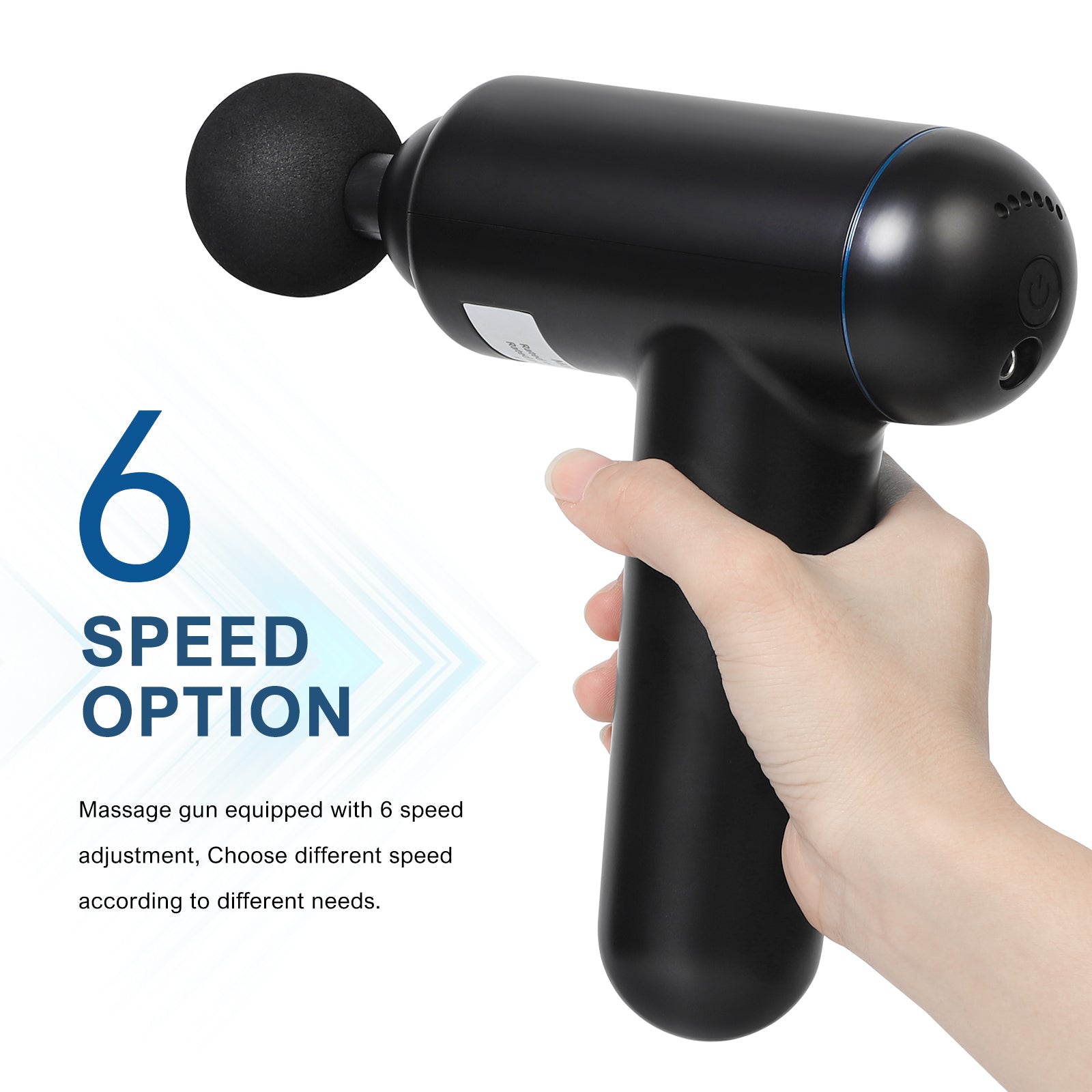 Mini Deep Tissue Massage Gun, 6-Speed Percussion Muscle Massager with 4 Heads, Black
