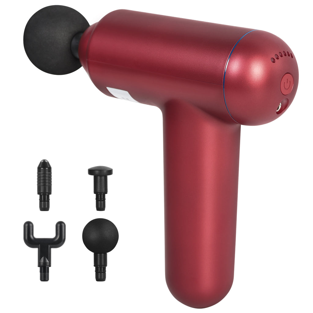 Mini Deep Tissue Massage Gun, 6-Speed Percussion Muscle Massager with 4 Heads, Black