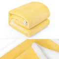 Yellow Sherpa Throw Blanket, 50x 60 inch Soft Flannel Fleece Reversible Blanket, Lightweight Cozy Travel Blanket for Office, Bedroom, Couch, Camping