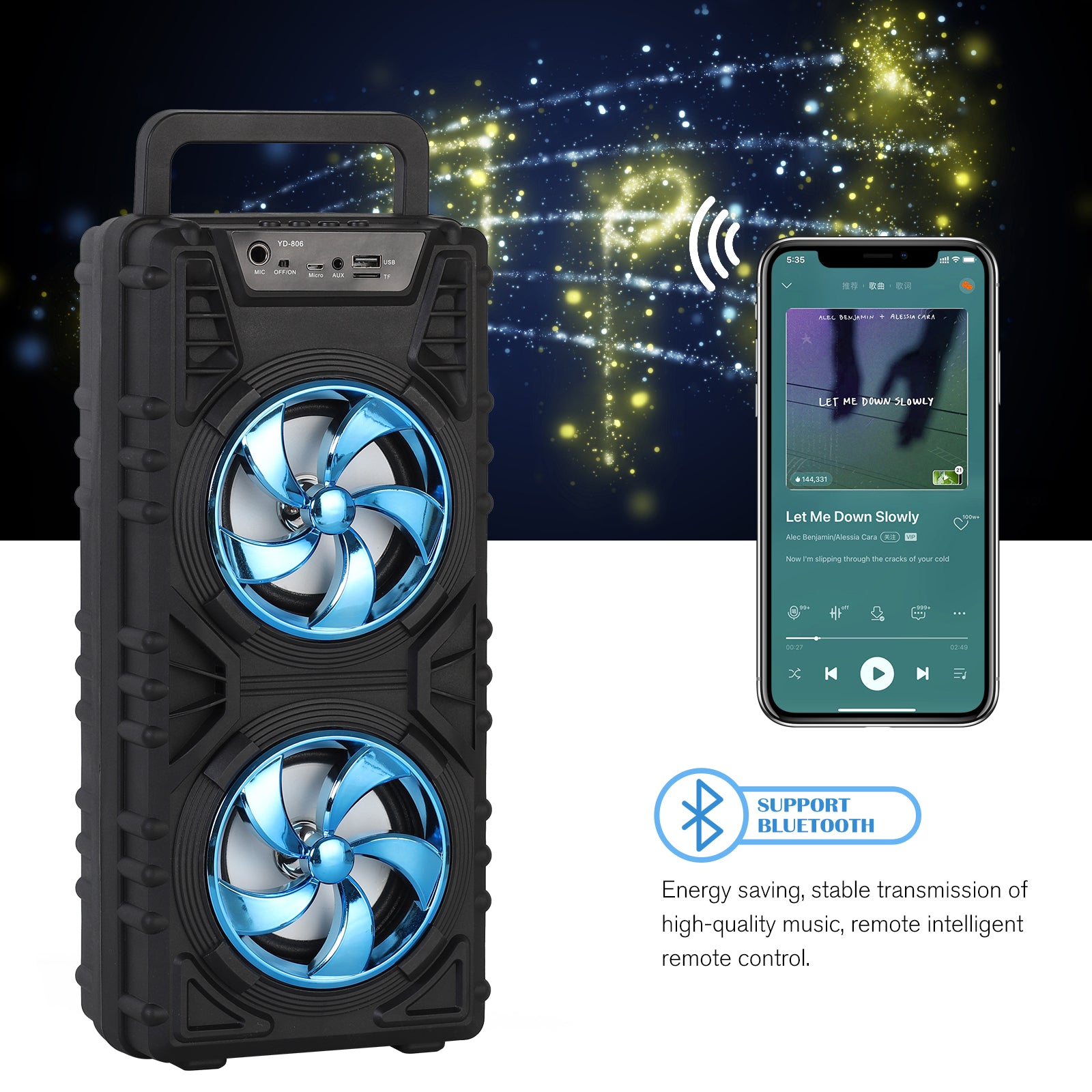Bluetooth dual-speaker speaker with microphone, Bluetooth Dual-Speaker Speaker