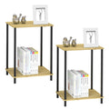 Set of 2 Bamboo 2-Tier Side Tables - Small End Tables for Bedroom & Living Room