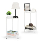 Bamboo Hexagonal End Table Set of 2 - 2-Tier Side Table & Nightstand for Small Spaces, Black