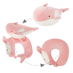 2-in-1 Deformable Sperm Whale Travel Neck Pillow, Pink, U-Shaped for Airplane & Car Support