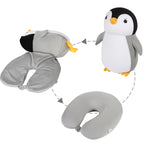 2-in-1 Deformable Sperm Whale Travel Neck Pillow, Pink, U-Shaped for Airplane & Car Support